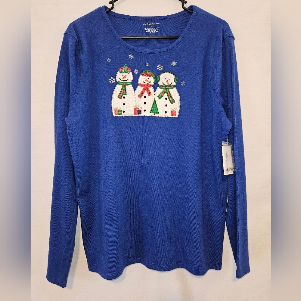 NWT Vintage My Christmas Snowman Long Sleeve size Large